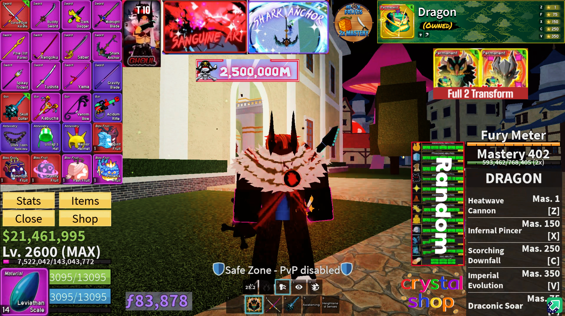 [Blox Fruits] Lv.2600 | มังกรถาวร(2ร่าง) ! | เผ่ากลู V4 T10 | 7หมัด+สมอ+โอเด้ง | มาสx2 ไอดีสะอาด